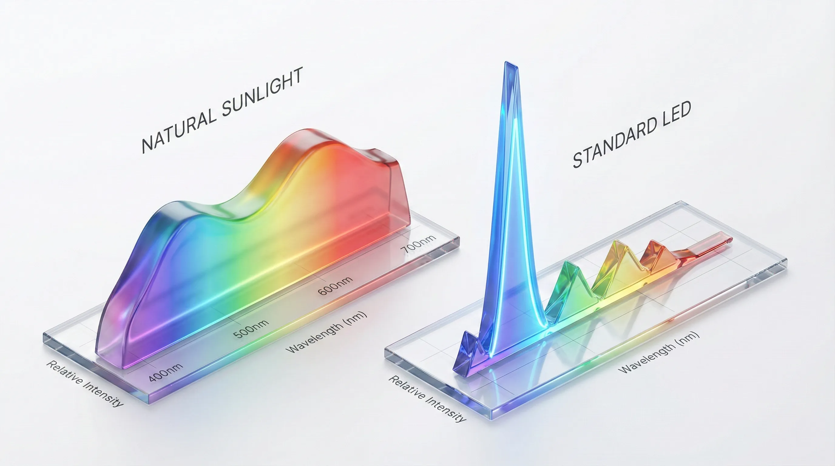 Spectral Power Distribution: Natural Sunlight vs Standard LED