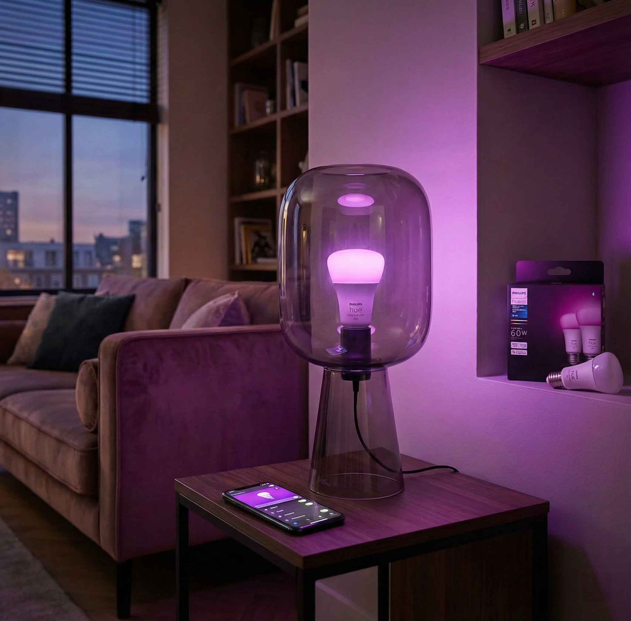 Philips Hue White & Color Ambiance A19 (2-Pack) - Smart LED Bulb 60W